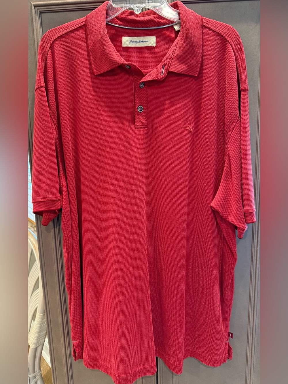 Tommy Bahama Red Waffle-Knit Polo